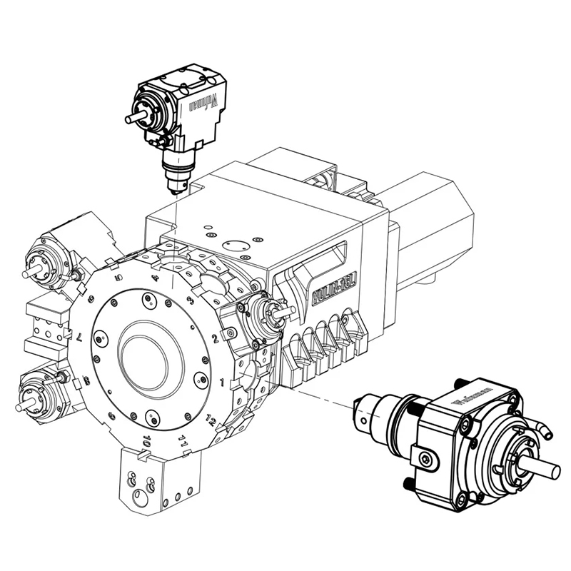 Power Tools Manual - ER20/25/32BMT ターニングおよびフライス加工用パワータレットツールホルダー、固定ツールホルダー、0 ° /90 ° サイドミリングパワーヘッド、X軸用