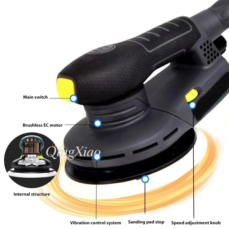 Random Orbital Sander - ランダムオービタルサンダー 6インチ ダストフリー 自動車塗装準備と木工用サンディングツール 低振動 可変速度