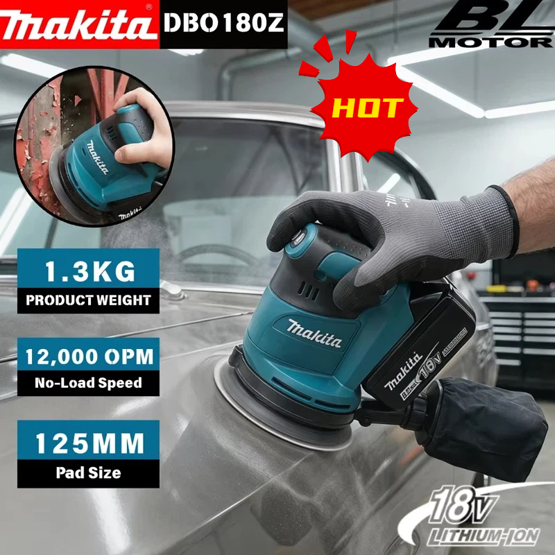 Random Orbital Sander - マキタ DBO180Z 18V ブラシレスコードレスディスクサンダー ランダムオービタル木工研磨パテ研磨用ベアツール 2026年モデル