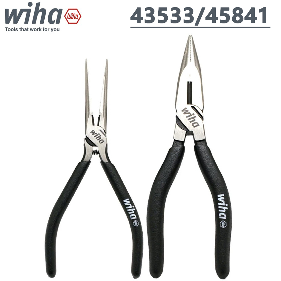Power Tools Germany - WIHA 1 個スニップノーズプライヤーロングノーズプライヤーワイヤーカッターニードルノーズプライヤー電気技師ツールブラックフォレストシリーズ 43533/45841